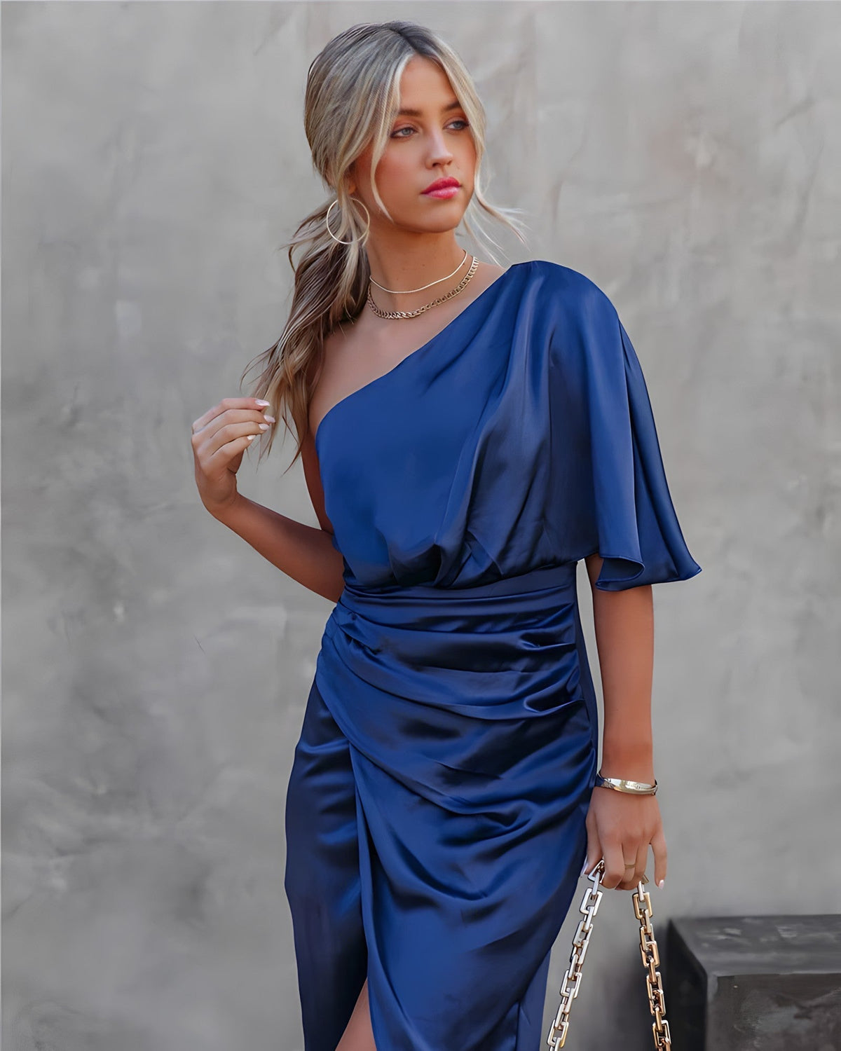 Elegantes Damen-Cocktailkleid mit One-Shoulder-Ausschnitt
