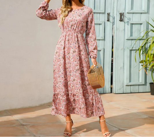 MODEGEIST Damen Maxi-Kleid Blumenmuster Fließend Verstellbare Träger