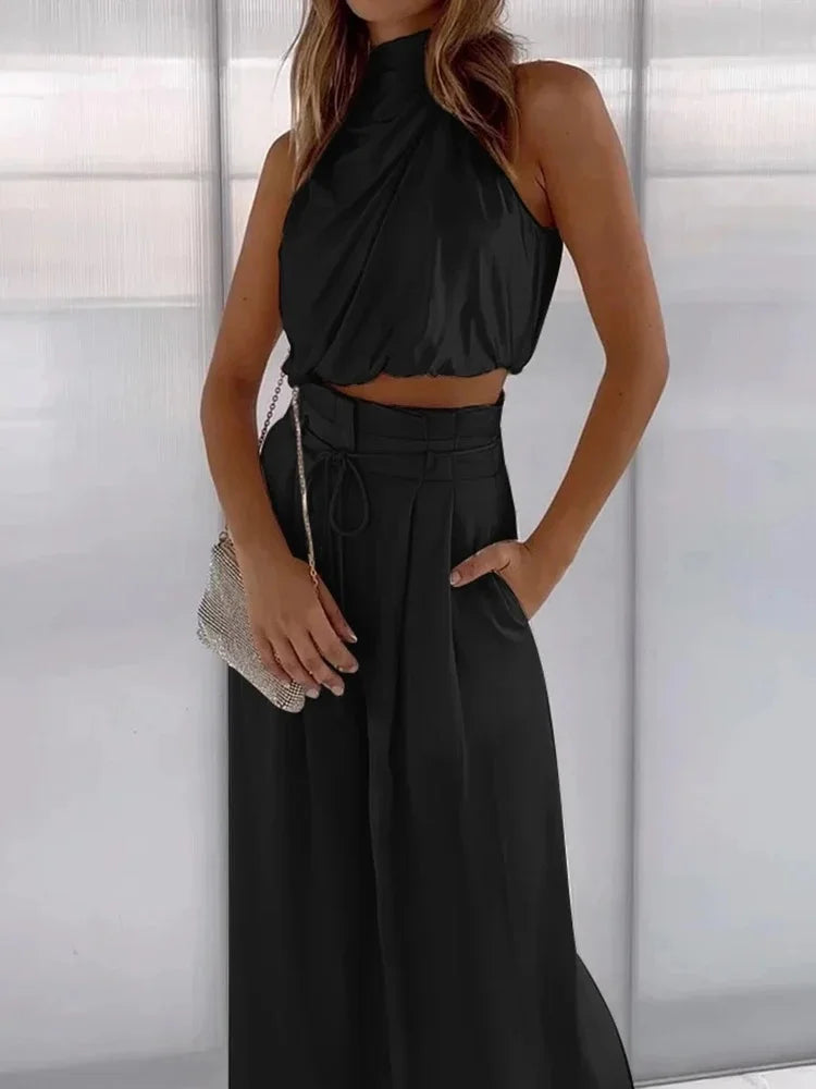 Elegantes Vanessa Zweiteiler Set: Oberteil und ausgestellte Hose