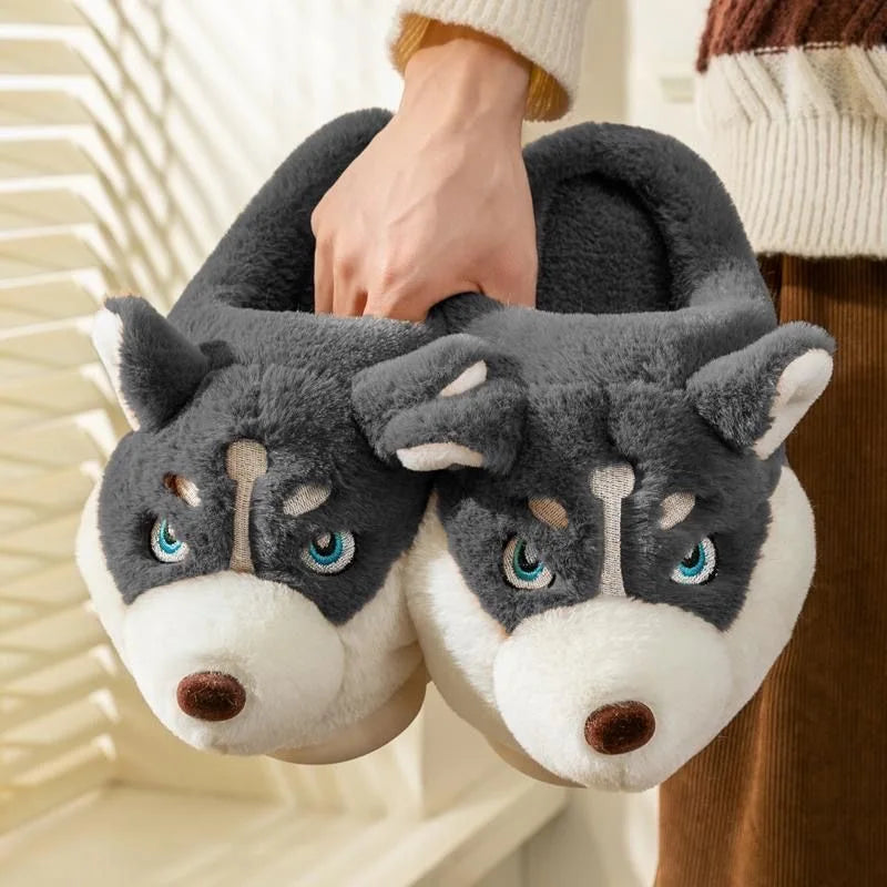 ModeGeist | Weiche Damenschuhe Niedliche Husky Hausschuhe für Zuhause