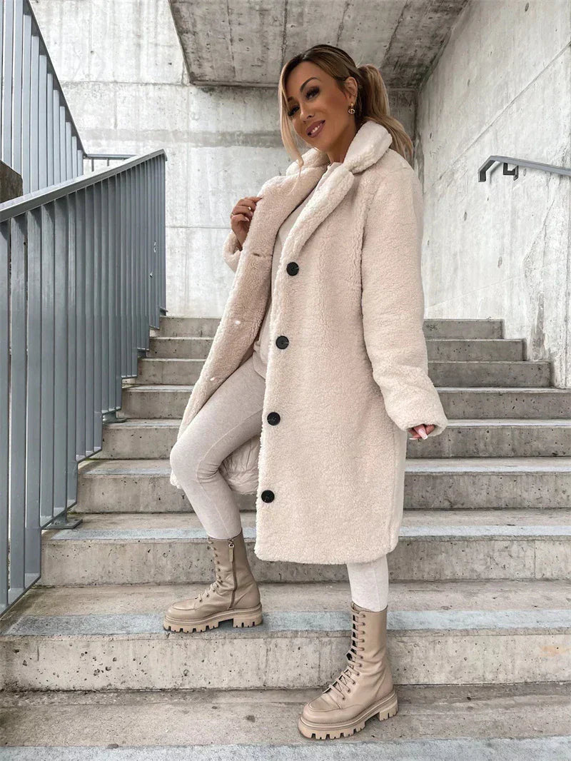 Long Lambskin Coat - Claret