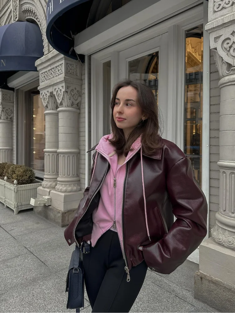 ModeGeist | Leder Damenjacke mit Reverskragen