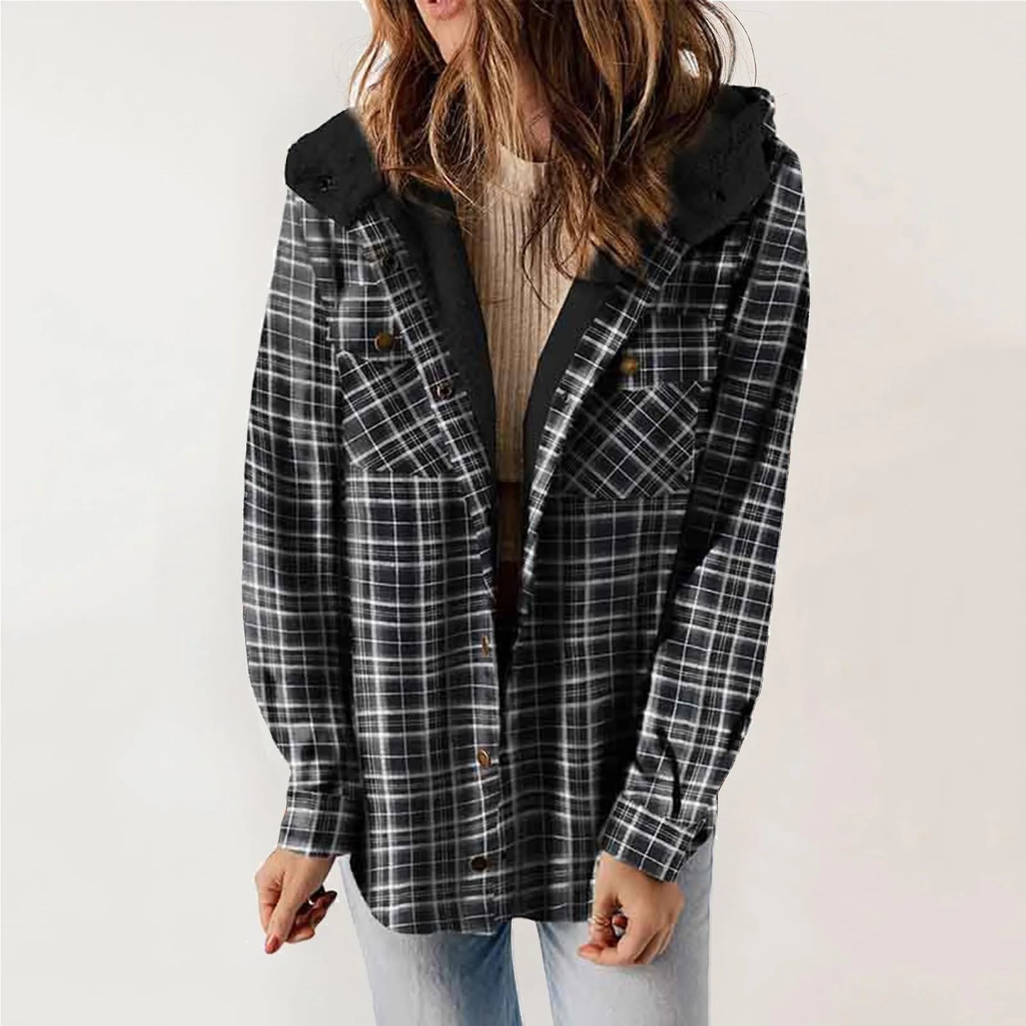 ModeGeist | Sherpa - Hemd Beige - Damen Gemütliche Flanelljacke