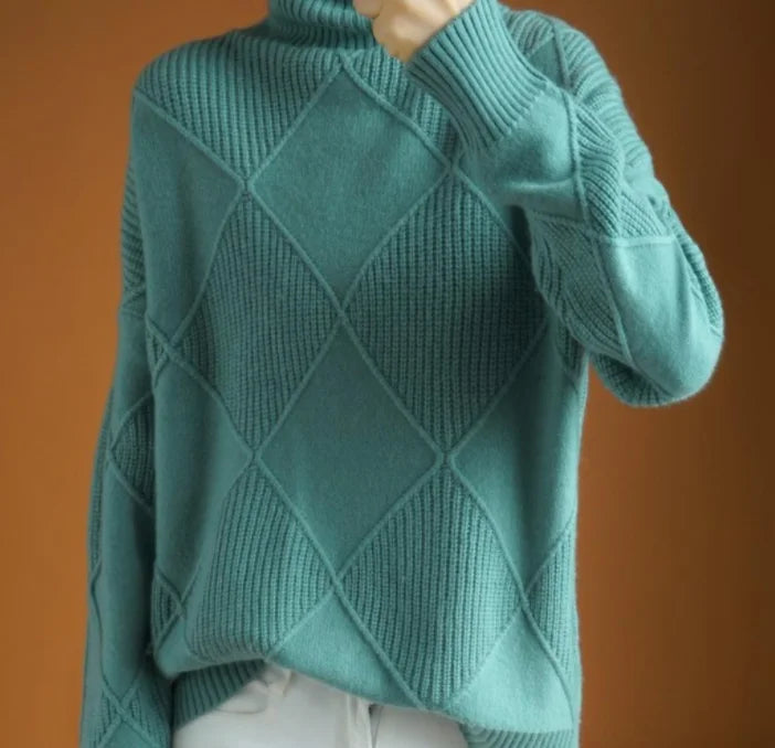 ModeGeist | Strickpullover mit Hohem Hals Wollmischung Elegant und Warm
