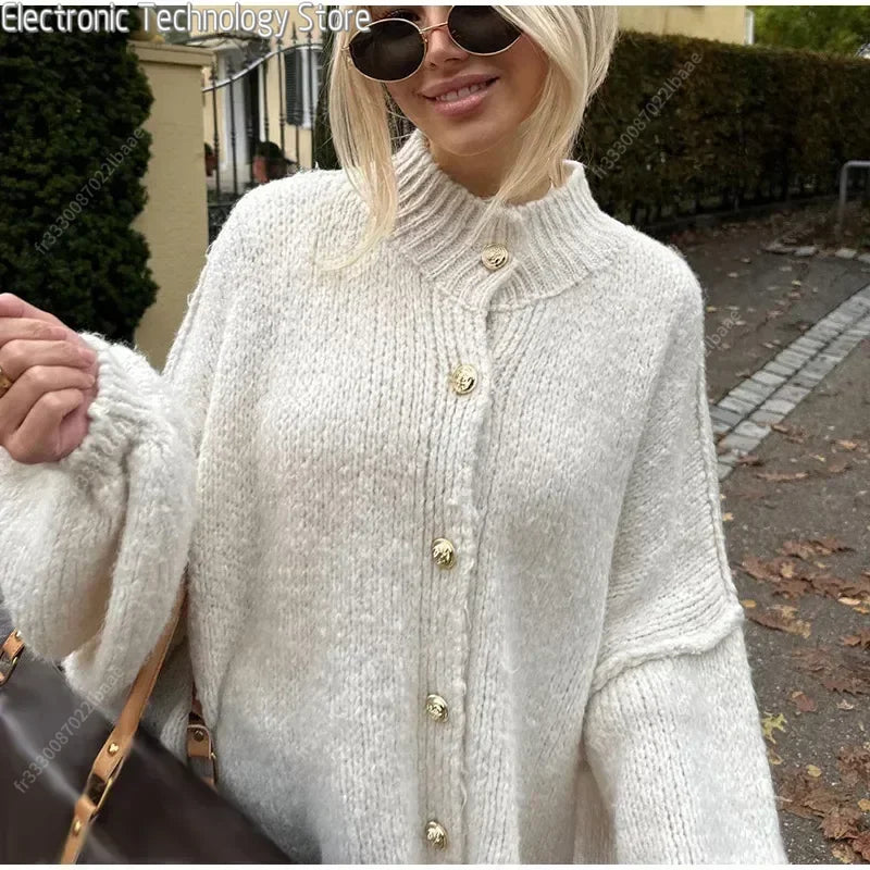 ModeGeist | Eleganter Strick-cardigan mit Knöpfen Wolle/acryl Komfortabel und Stilvoll