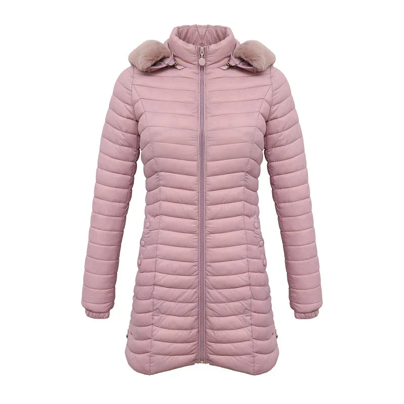 ModeGeist | Slim Fit Winter Puffer Jacke mit Pelzkapuze