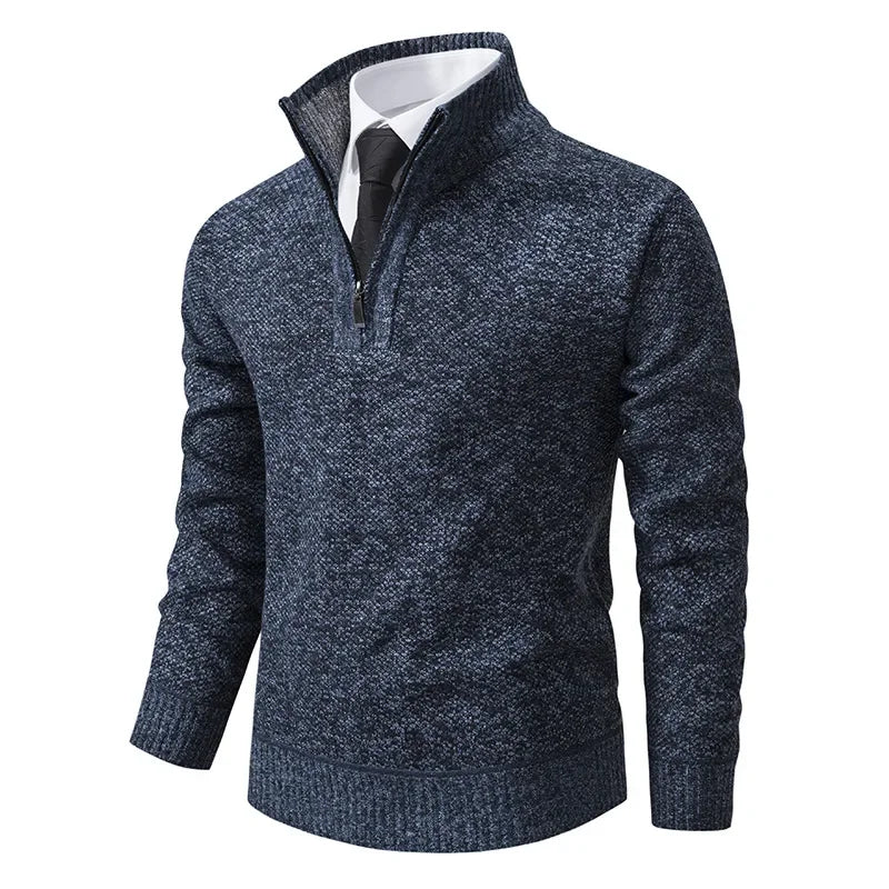 Fleece-gefütterter Pullover von Fudus mit Halb-Reißverschluss