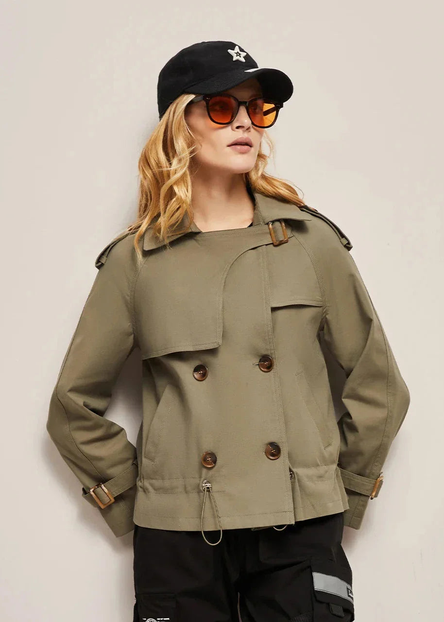 ModeGeist | Doppelreihiger Trenchcoat für Damen - formelle und lässige Jacke