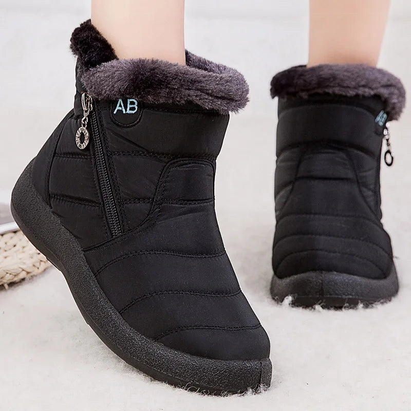 ModeGeist | Schneestiefel – Knöchelhöhe – Wasserabweisend – Plüschfell-Futter – Seitlicher Reißverschluss