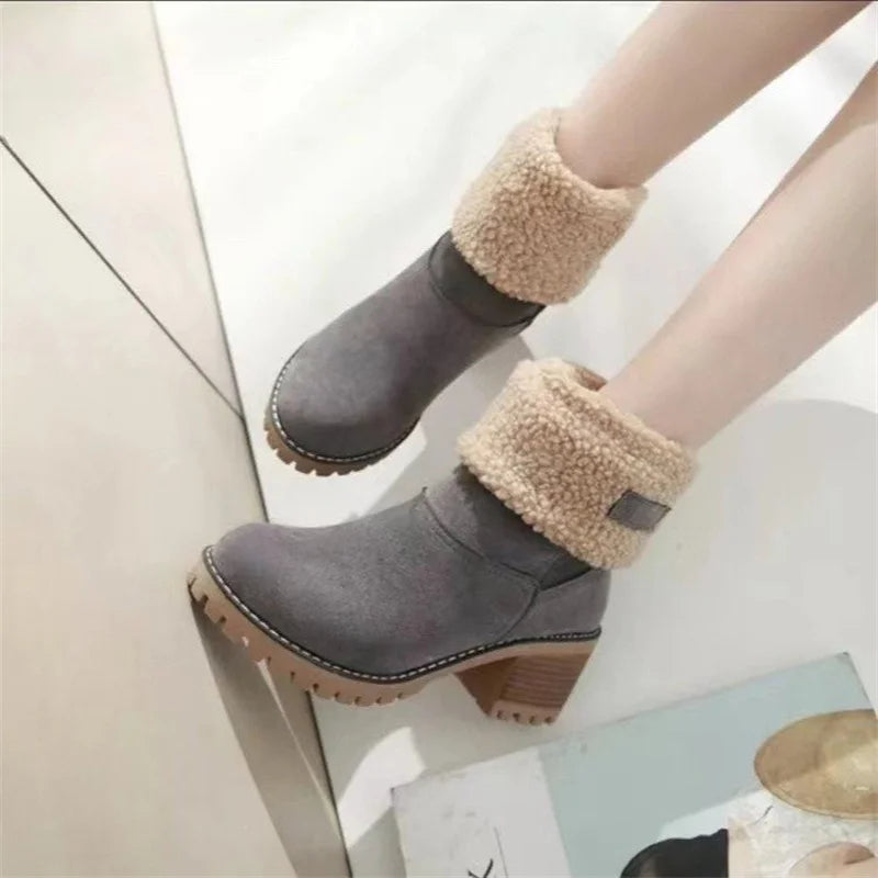 ModeGeist | Herbst/Winter Legere Quadratische Absatz Runde Zehen Blockabsatz Stiefel