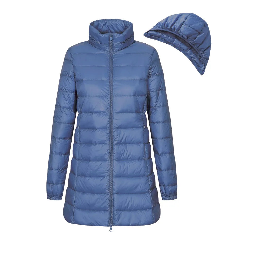 ModeGeist | Winter Daunenjacke mit Kapuze - Lang