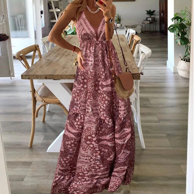 Maxikleid Lena mit Boho-Print und Schlupfdesign