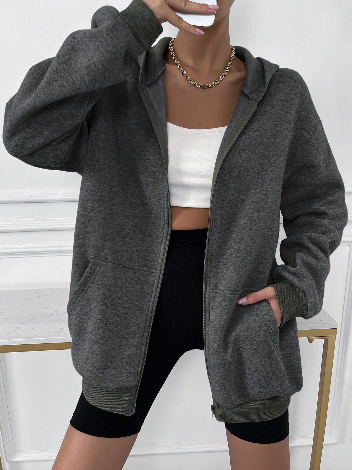 ModeGeist | Vest mit Reißverschluss und Kapuze für Damen