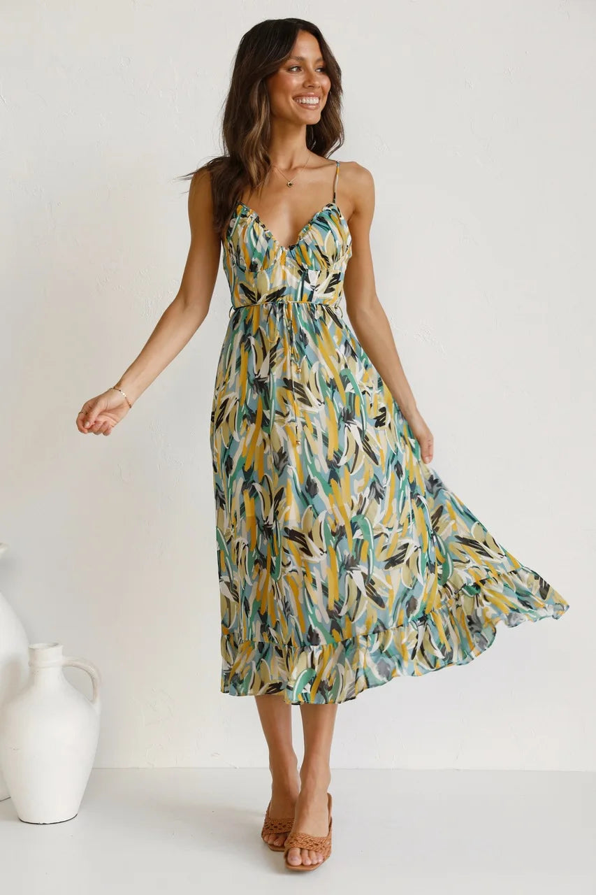 MODEGEIST Damen Tropical-Kleid Farbenfroh Schmeichelhafte Passform Vielseitig