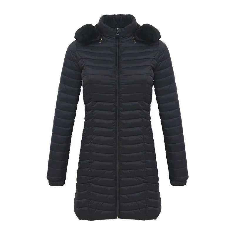 ModeGeist | Slim Fit Winter Puffer Jacke mit Pelzkapuze