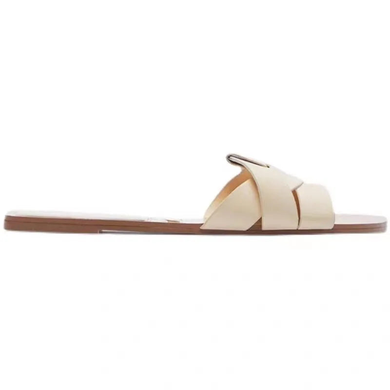 MODEGEIST Damen Pantoletten Gepolstert Slip-On Beige