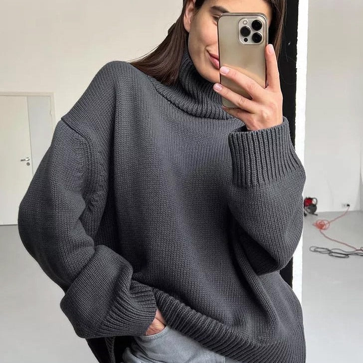 ModeGeist | Lässiger Lockerer Rollkragenpullover
