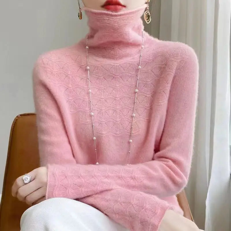 Damen-Pullover mit Rollkragen und Muster