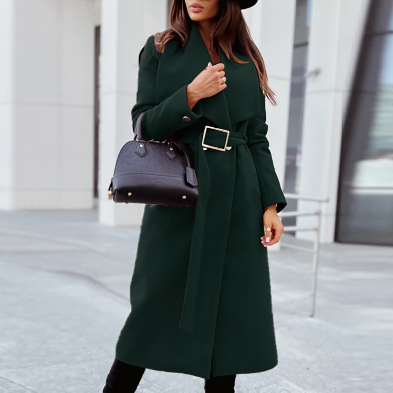 ModeGeist | elegante lange Damenjacke mit Gürtel