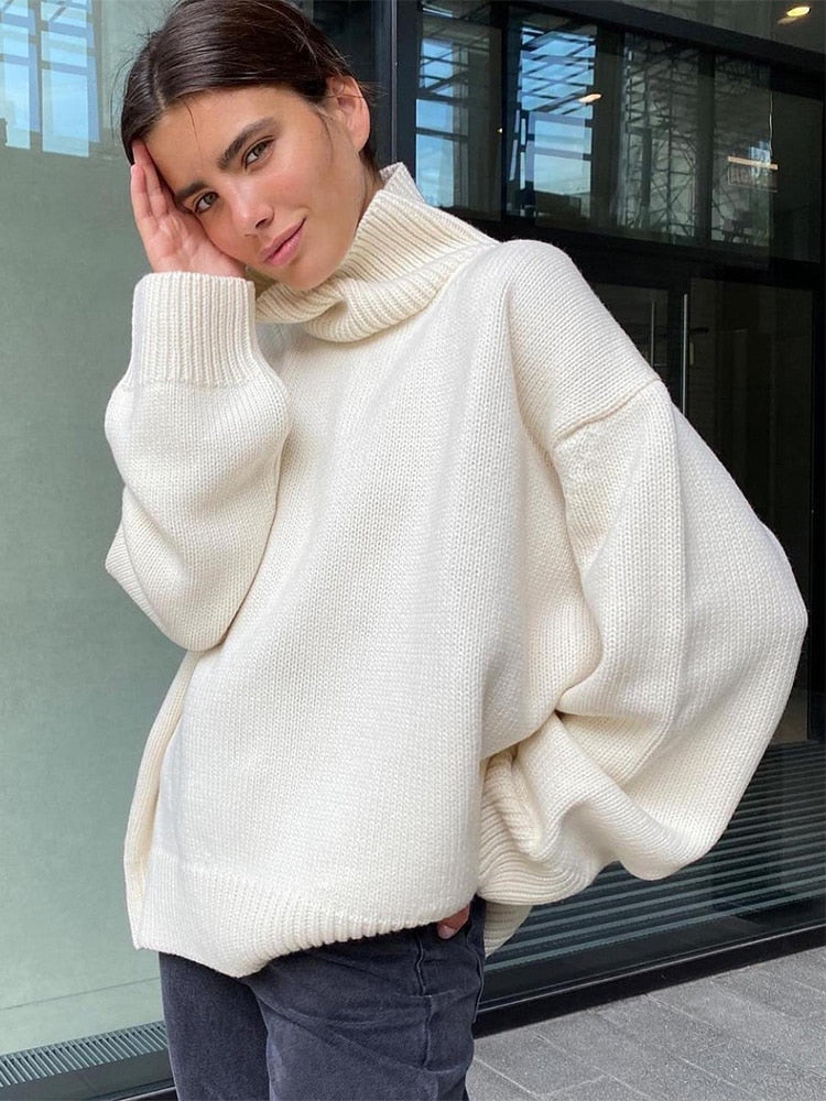 ModeGeist | Lässiger Lockerer Rollkragenpullover