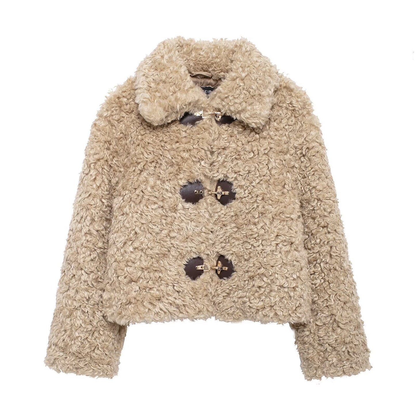 ModeGeist | Damen Teddyjacke mit Schnallenverschluss