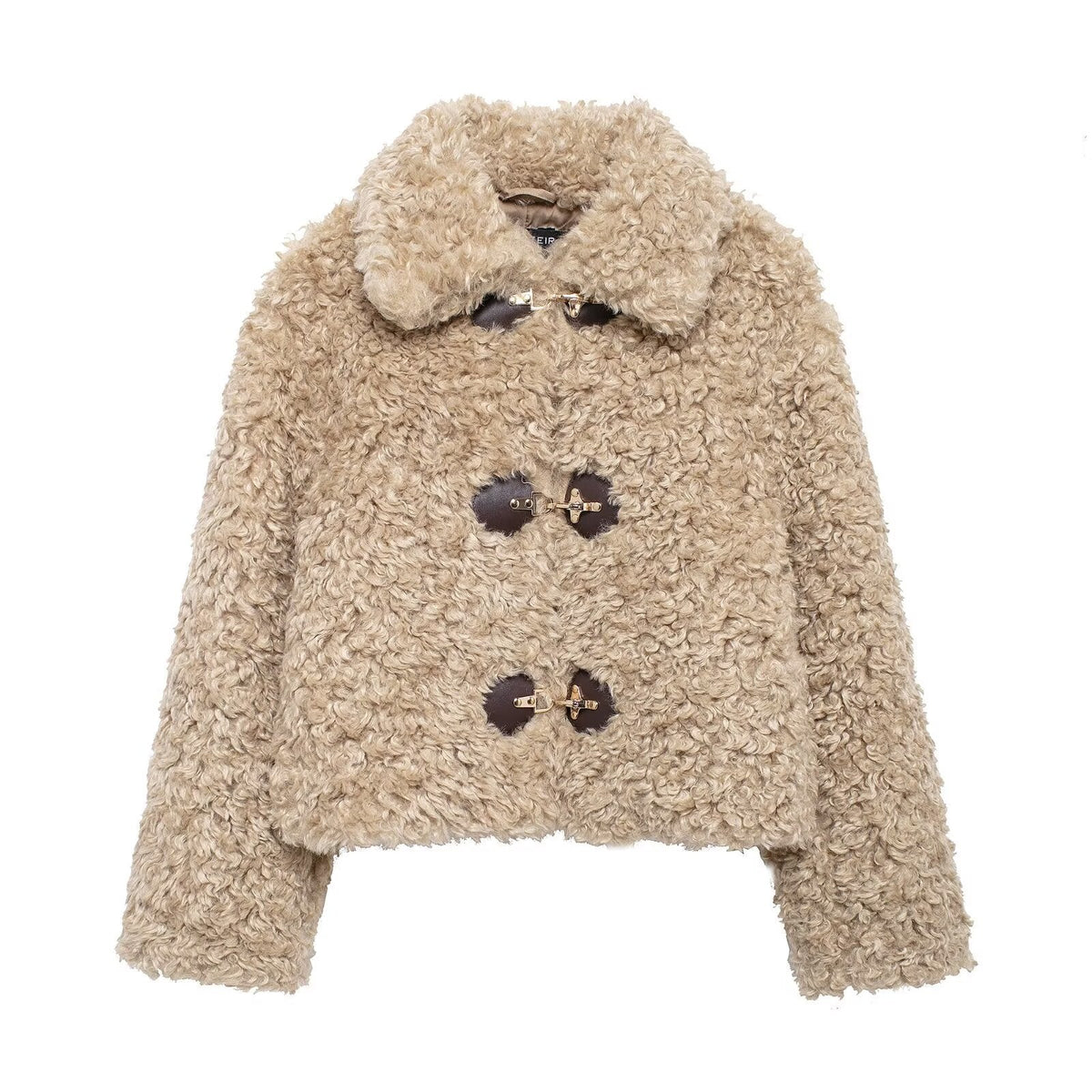 ModeGeist | Damen Teddyjacke mit Schnallenverschluss
