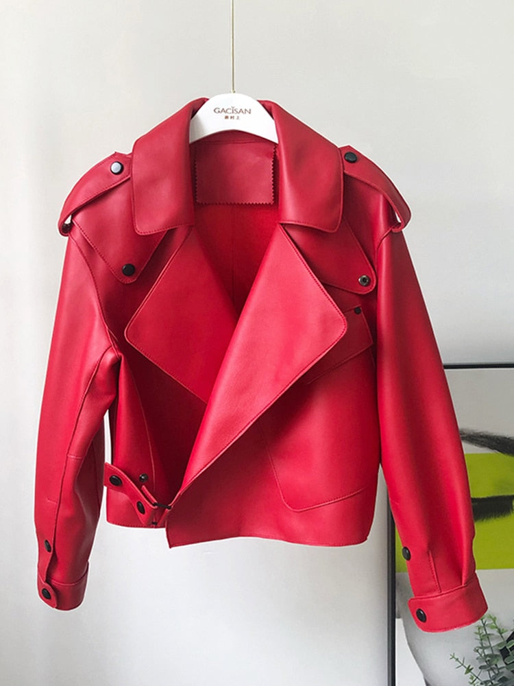 Leder Trenchcoat kurz