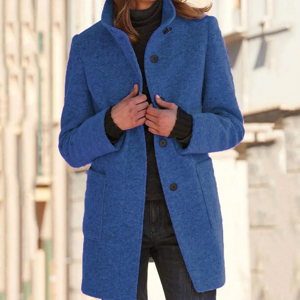 ModeGeist | Elegante Lange Jacke mit Stehkragen