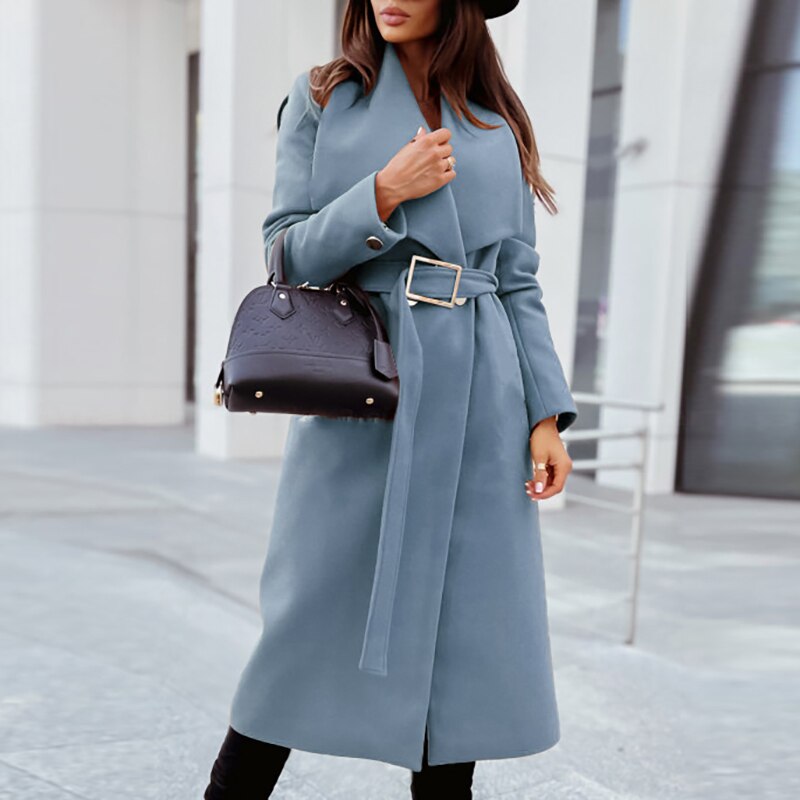 ModeGeist | elegante lange Damenjacke mit Gürtel