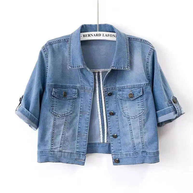 Kurzärmlige Jeansjacke in Uni