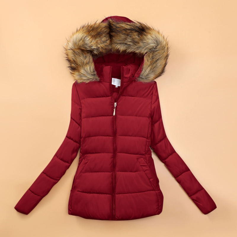 ModeGeist | Winterjacke mit Kunstfellkragen für Damen