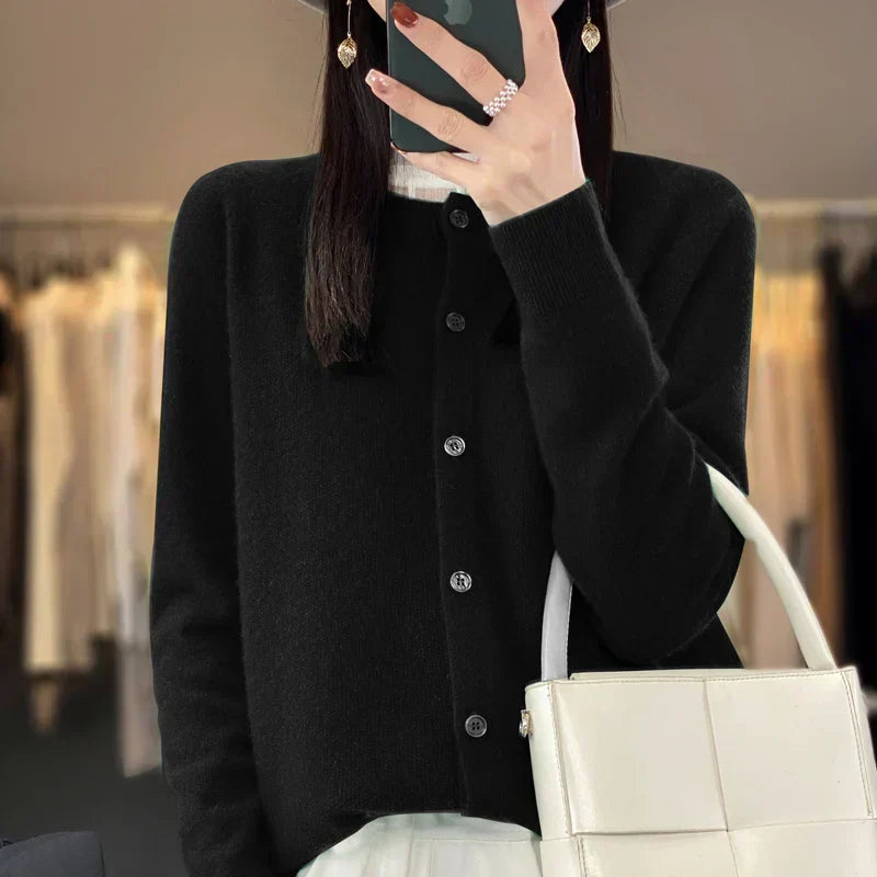MODEGEIST Damen Strickjacke Knöpfe Klassisch Vielseitig Basic