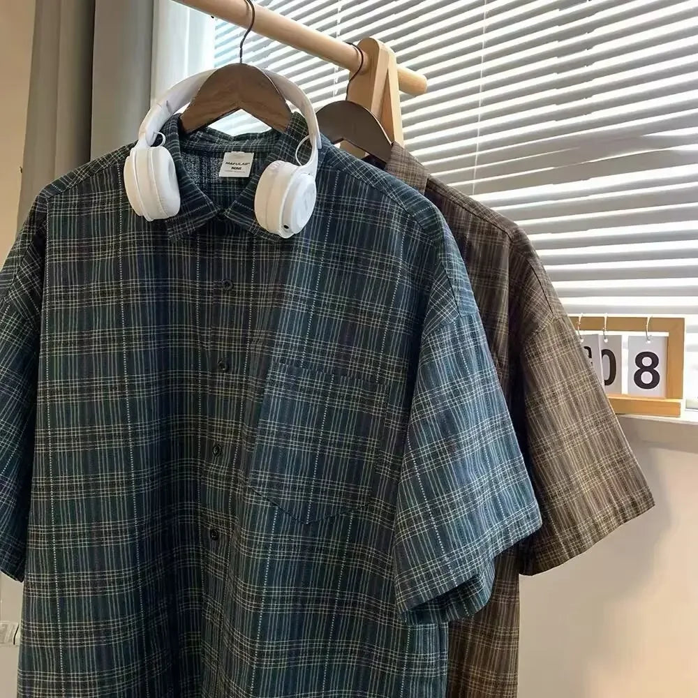 Kurzarmshirt von Fudus im Vintage-Karomuster