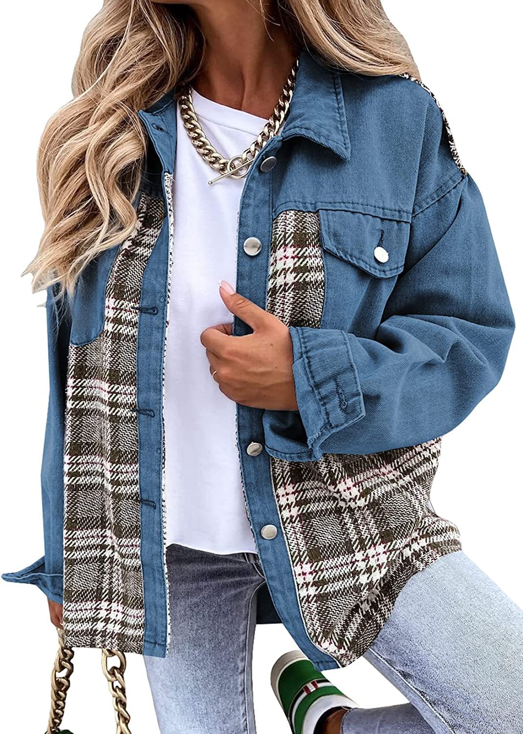 Jeansjacke mit langen Ärmeln und Knopfleiste – Modell Rosalind