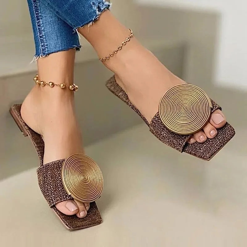 MODEGEIST Damen Sandalen Gewebt Verstellbar Zehenfrei