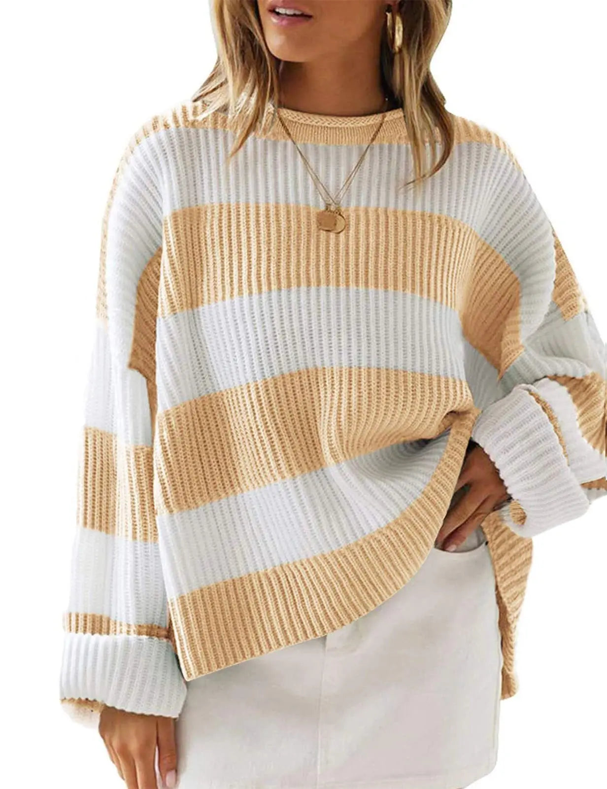 ModeGeist | Sweater - Oversized Gestreifter Strickpullover