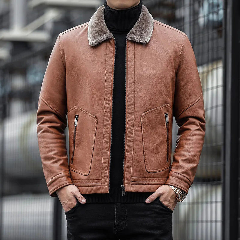 ModeGeist | Lederjacke mit Kragen - Leon