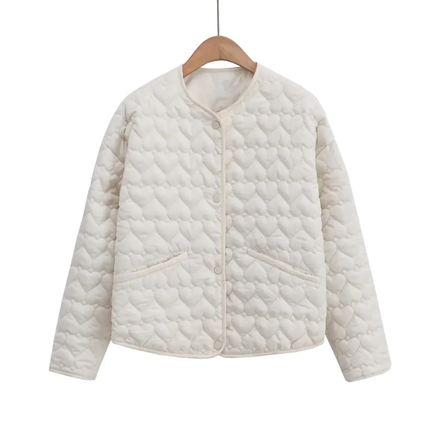 ModeGeist | Steppjacke mit Herzen – Leichter Puffer mit Druckknöpfen
