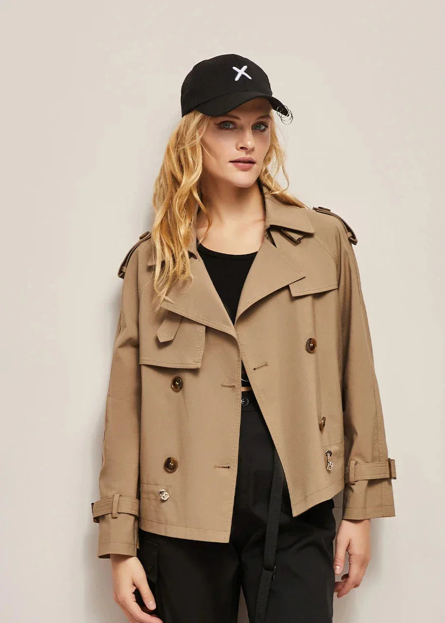 ModeGeist | Doppelreihiger Trenchcoat für Damen - formelle und lässige Jacke