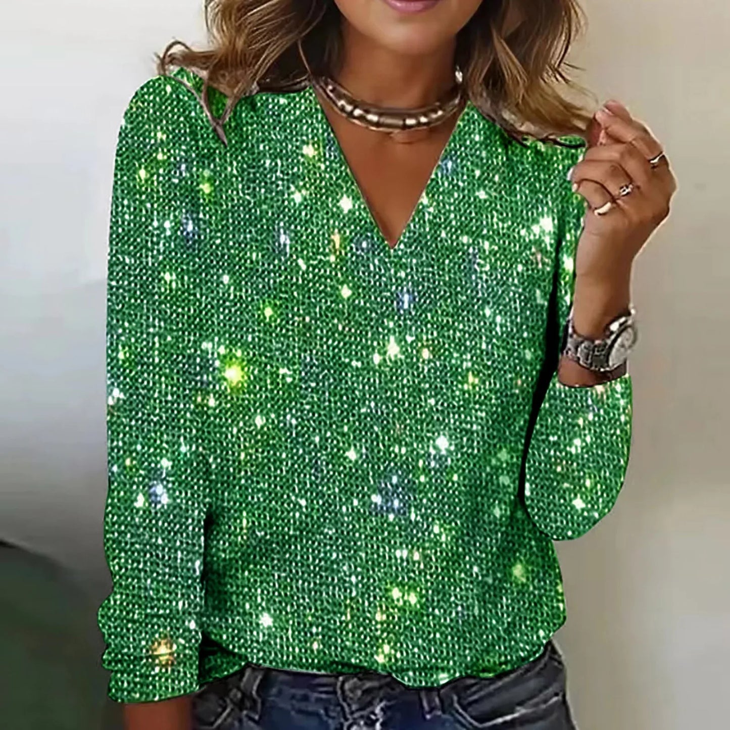 ModeGeist | Glimmer Bluse Glänzend und Elegant Stilvoll