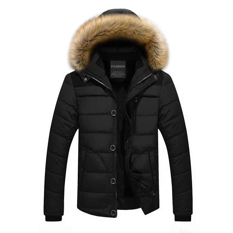 Männer-Parka mit Kapuze und Winterpelzkragen – Elmeric