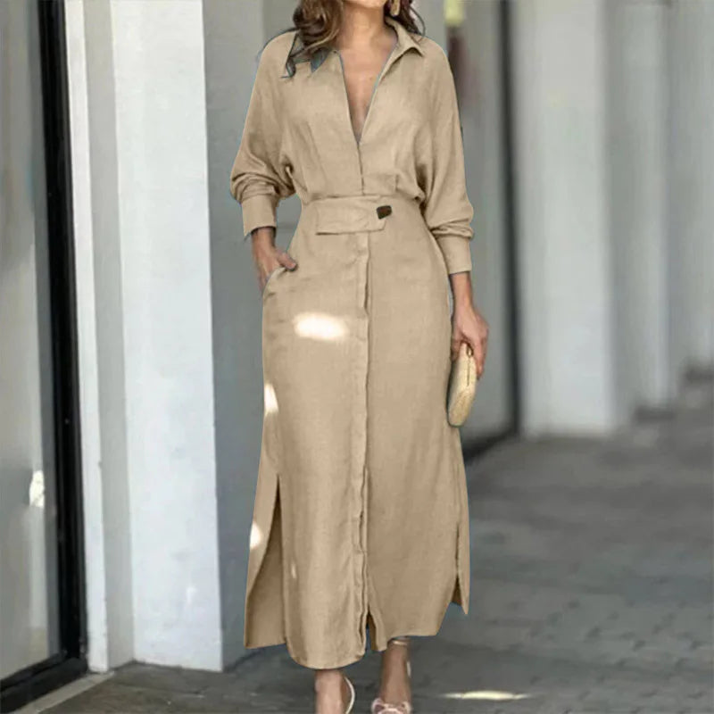 Elegantes Damen-Langarmkleid von Sophie mit Seitenschlitz