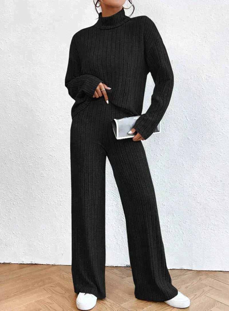 ModeGeist | Gestrickte Hose und Rollkragenpullover für Damen
