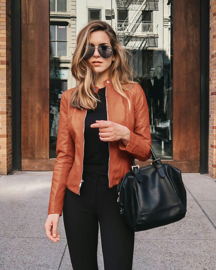 ModeGeist | Damen Slim Fit Lederjacke
