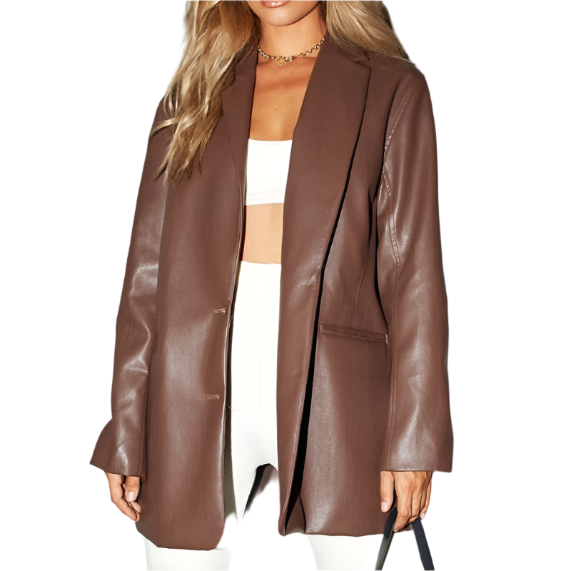 ModeGeist | Vintage Blazer mit Lederlook für Damen