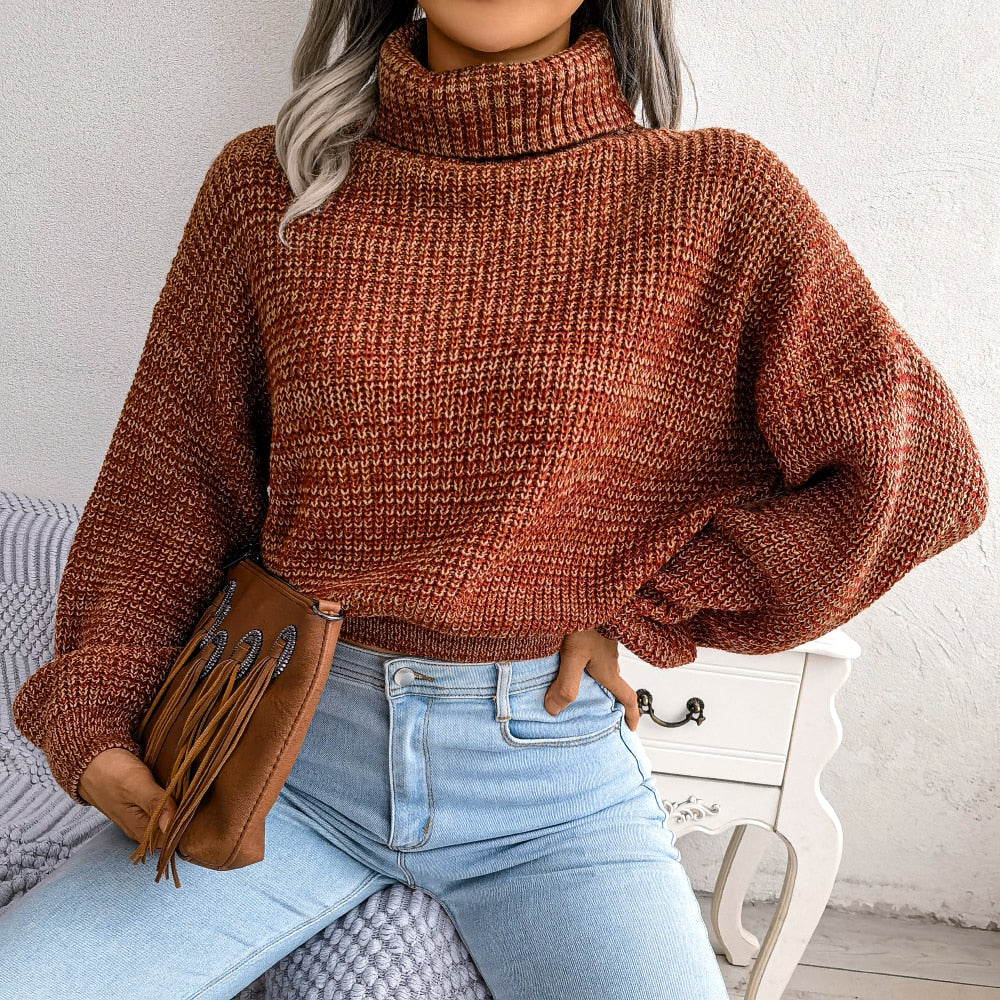 ModeGeist | Chunky Strickpullover mit Hohem Kragen Warm und Komfortabel Lässiges Design