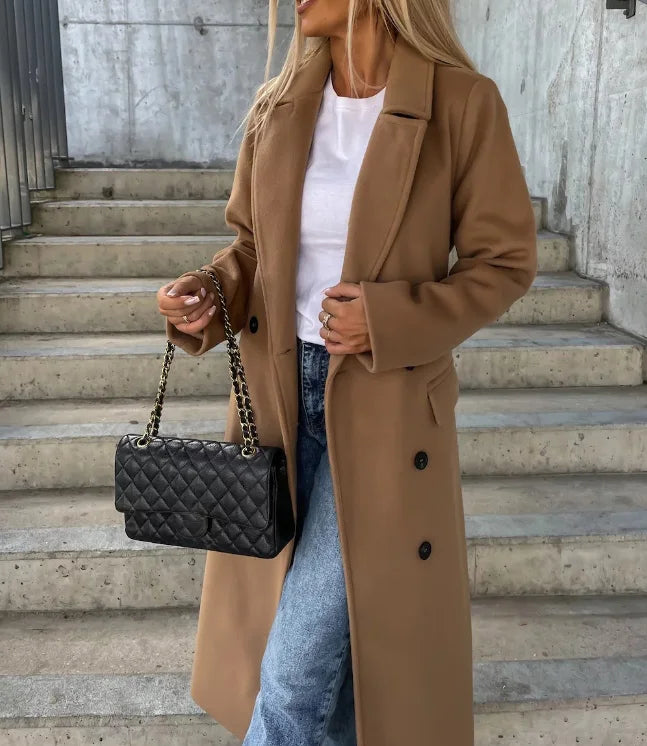 ModeGeist | Schicke Taillierte Damen Wolljacke mit Gürtel