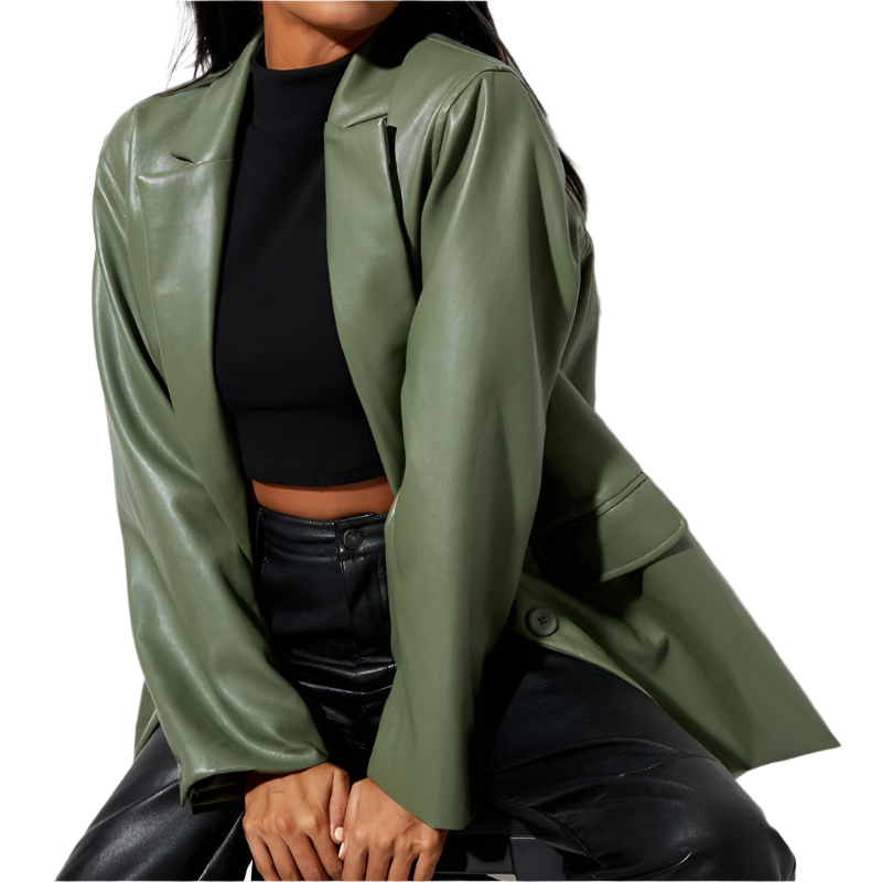 ModeGeist | Vintage Blazer mit Lederlook für Damen