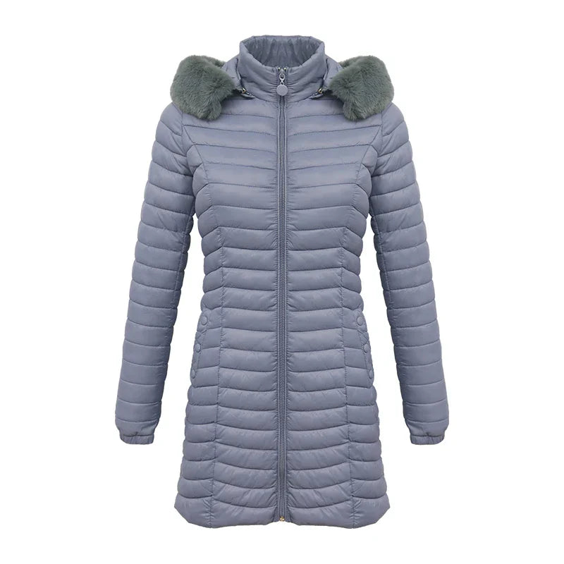 ModeGeist | Slim Fit Winter Puffer Jacke mit Pelzkapuze