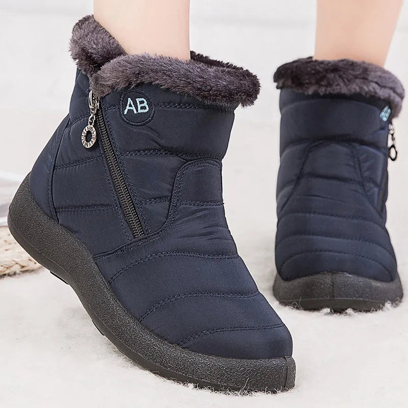 ModeGeist | Schneestiefel – Knöchelhöhe – Wasserabweisend – Plüschfell-Futter – Seitlicher Reißverschluss